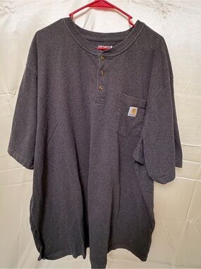 Carhartt K128 Carbon Heather Henley Shirt 3XL Tall Loose Fit Long Sleeve Pocket